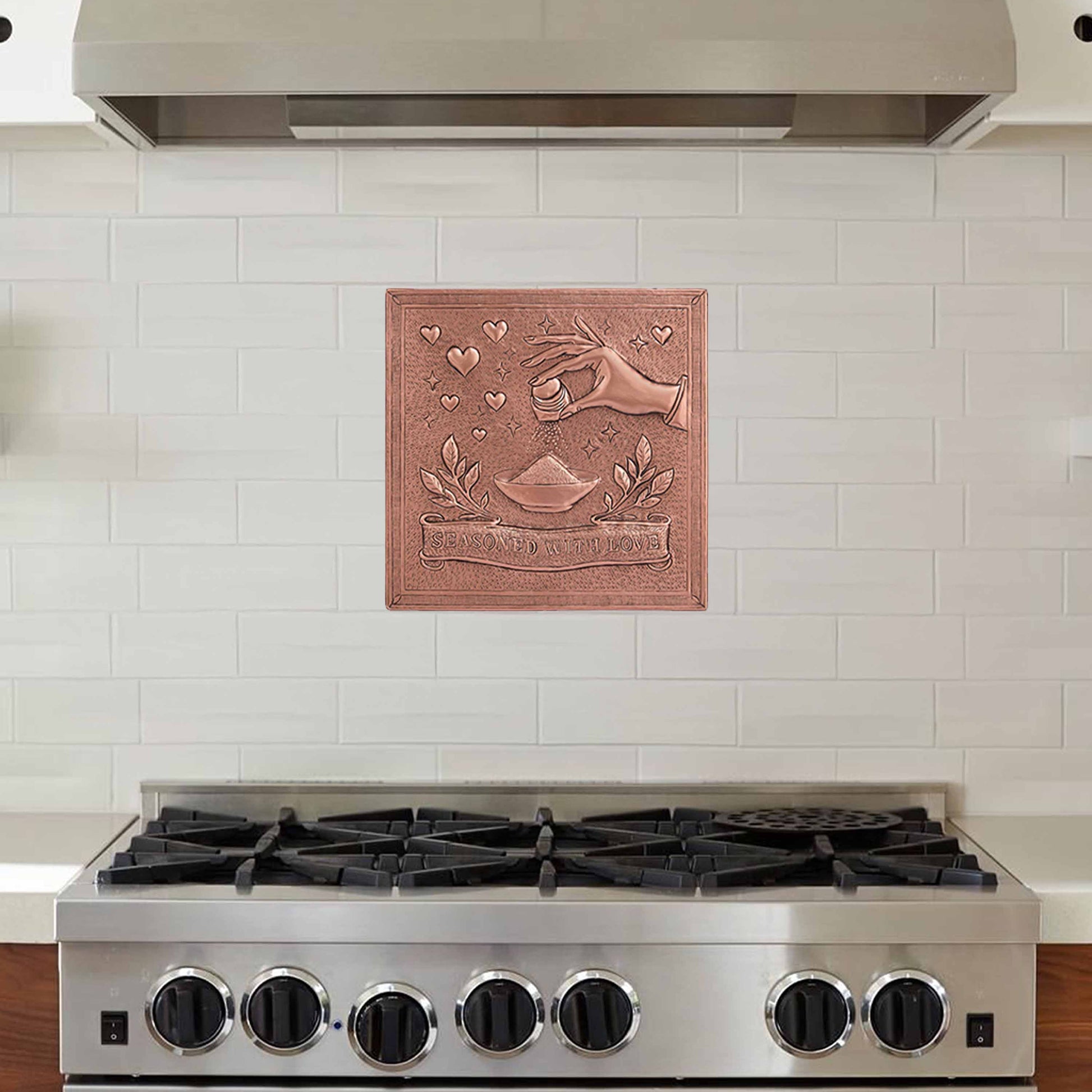 Copper "Seasoned with Love" Kitchen Wall Art 11.8"x11.8" - Natuross