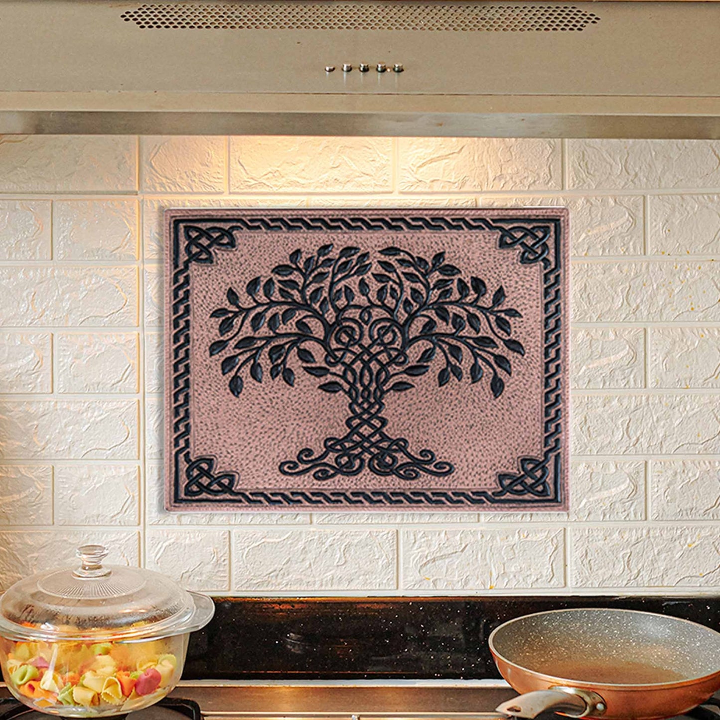 Tree of Life Copper Kitchen Backsplash 12"x16" Copper&Black - Natuross