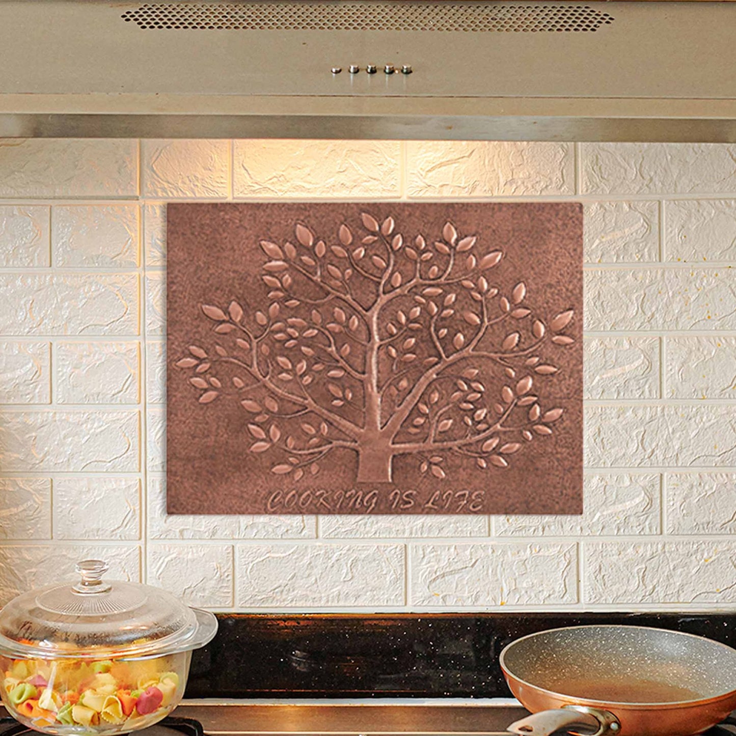 Copper Tree with Leaves Kitchen Backsplash 23.6"x31.6" - Natuross