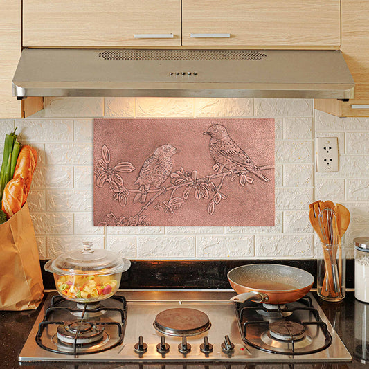 Copper Birds on a Tree Branch Kitchen Backsplash 17.9"x29.9" - Natuross