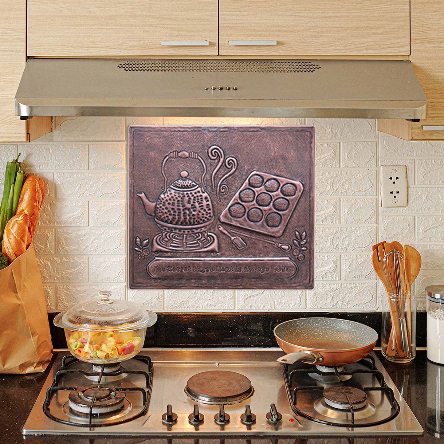 Tea Time Copper Kitchen Backsplash Tile 11.9x13.5" Brown - Natuross