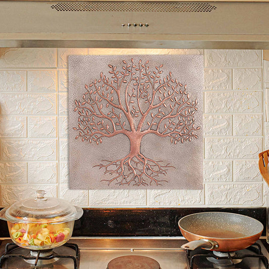 Copper Tree with Roots Kitchen Backsplash 23.7"x23.7" - Natuross