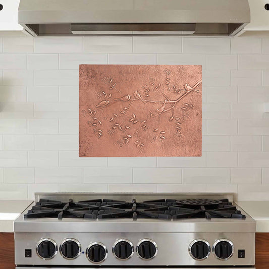 Copper Birds on Tree Branches Kitchen Backsplash 17.7"x23.7" - Natuross