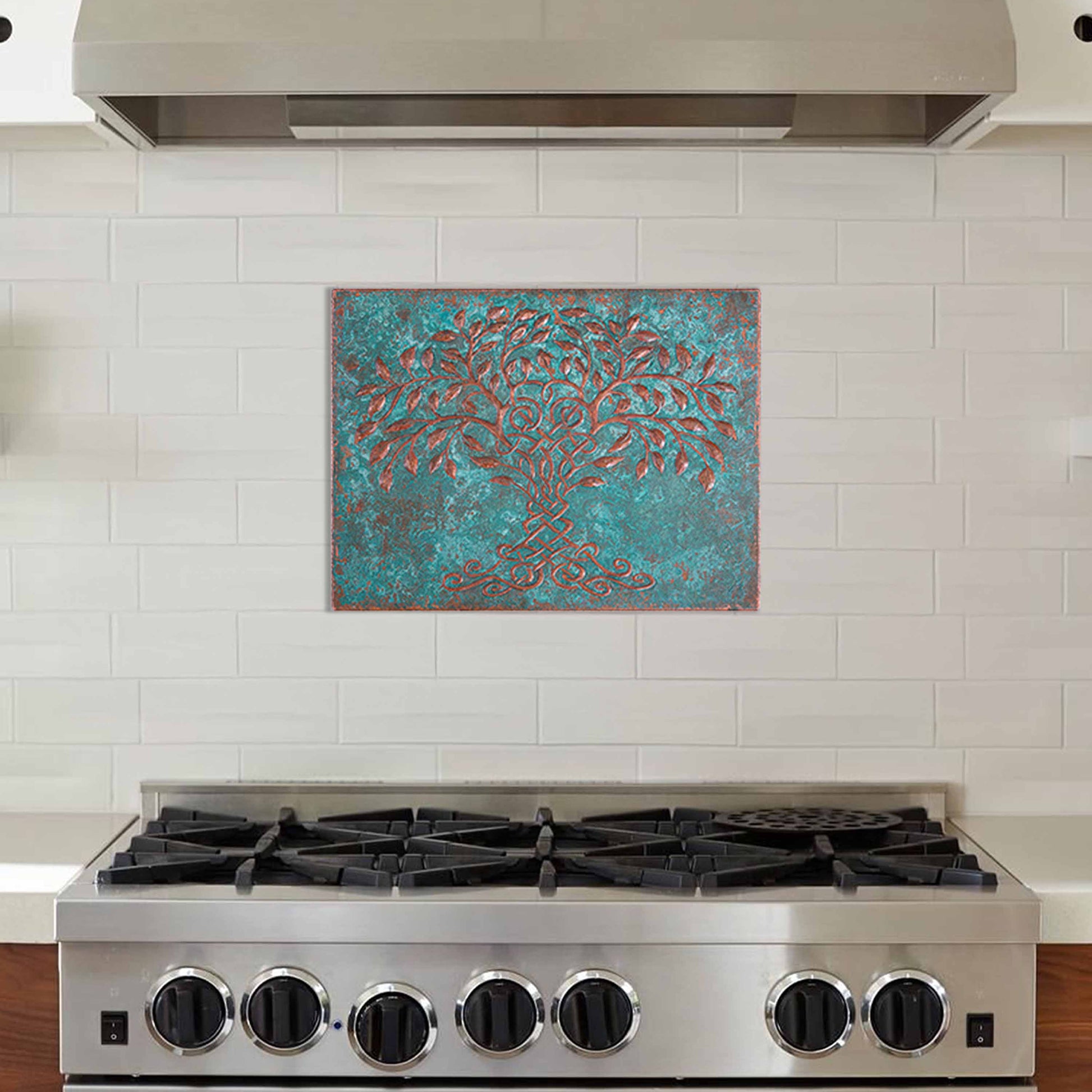 Tree of Life Kitchen Backsplash Tile 11.8x15.7" Green Patina - Natuross