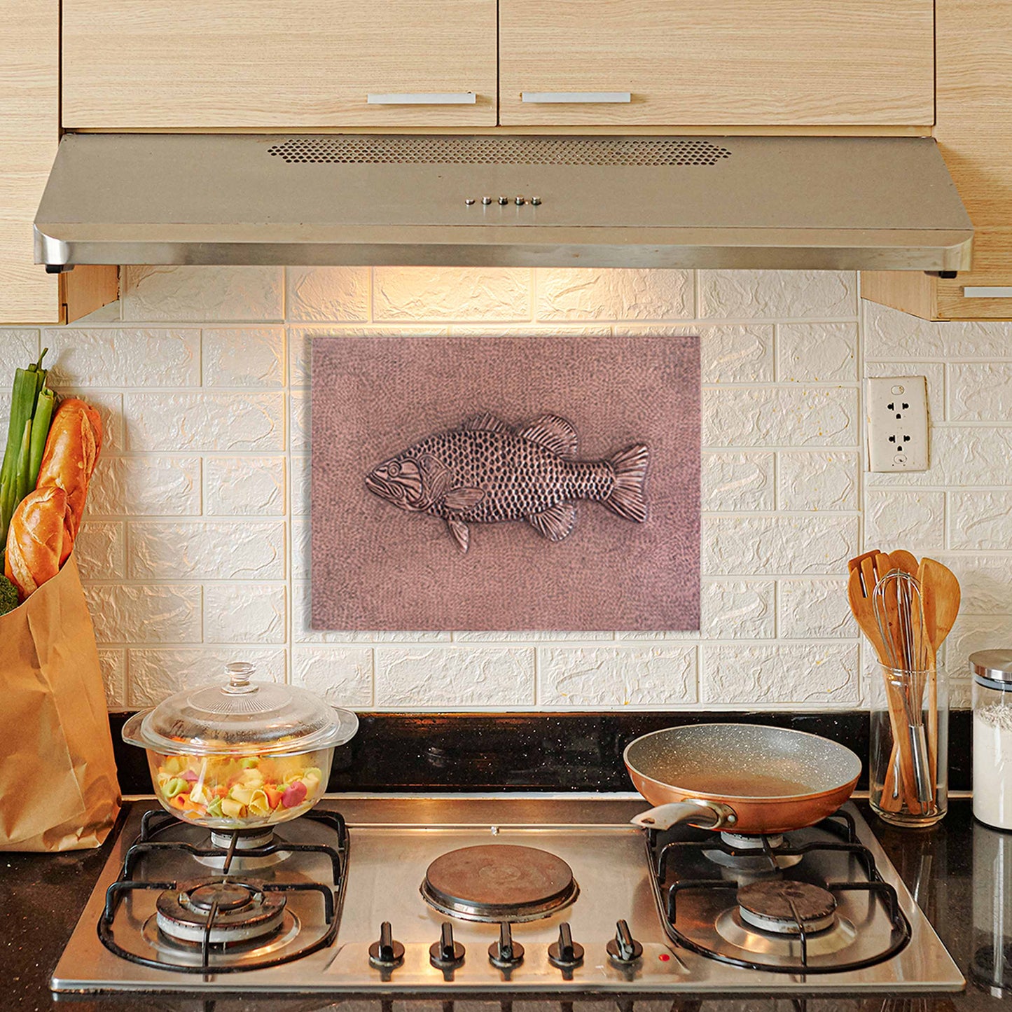 Largemouth Bass Fish Copper Wall Art 17.7"x23.6" - Natuross