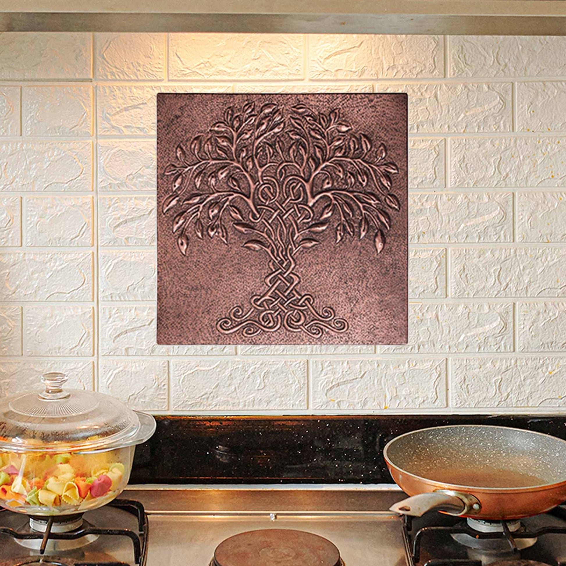 Copper Celtic Tree of Life Kitchen Backsplash 11.9"x11.9" - Natuross