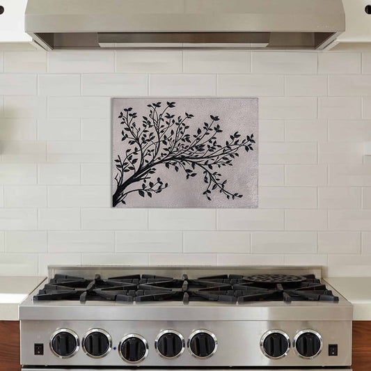 Tree Branches Copper Kitchen Backsplash Tile 17.8x23.6" Gray&Black Patina - Natuross