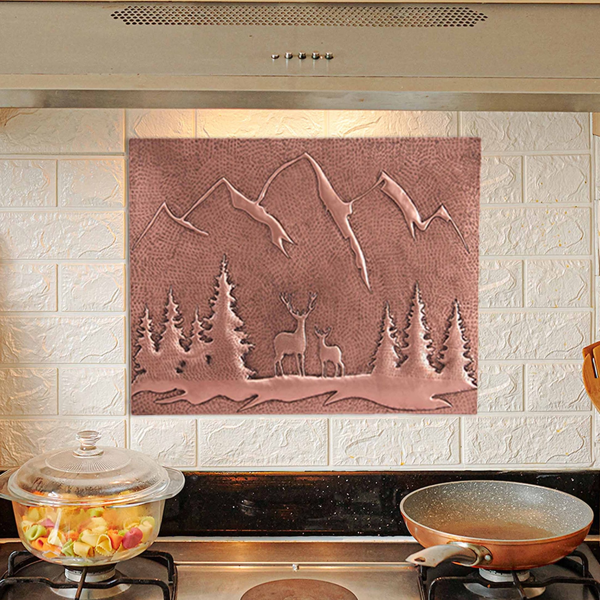 Copper Deer Scene Kitchen Backsplash 17.9"x23.7" - Natuross