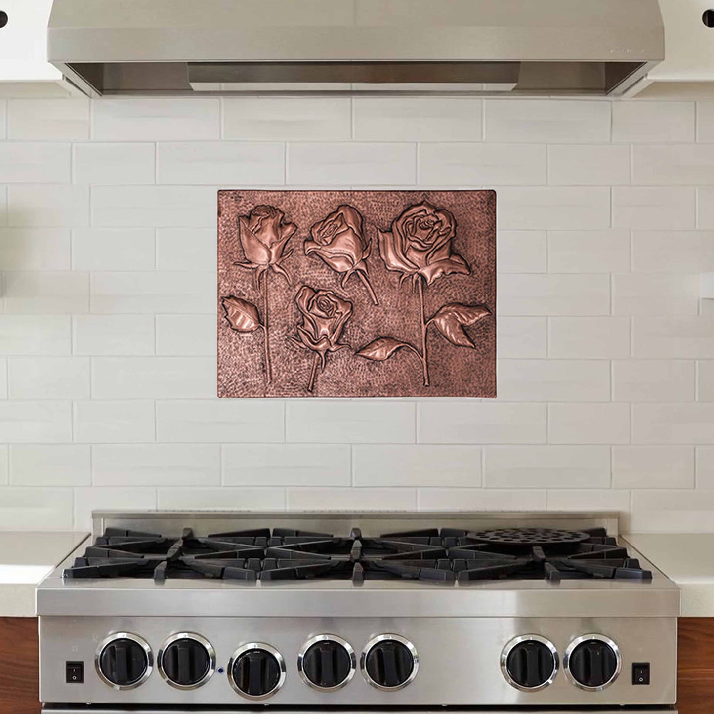 Copper Roses Handmade Art Tile 11.4"x 15.9" - Natuross