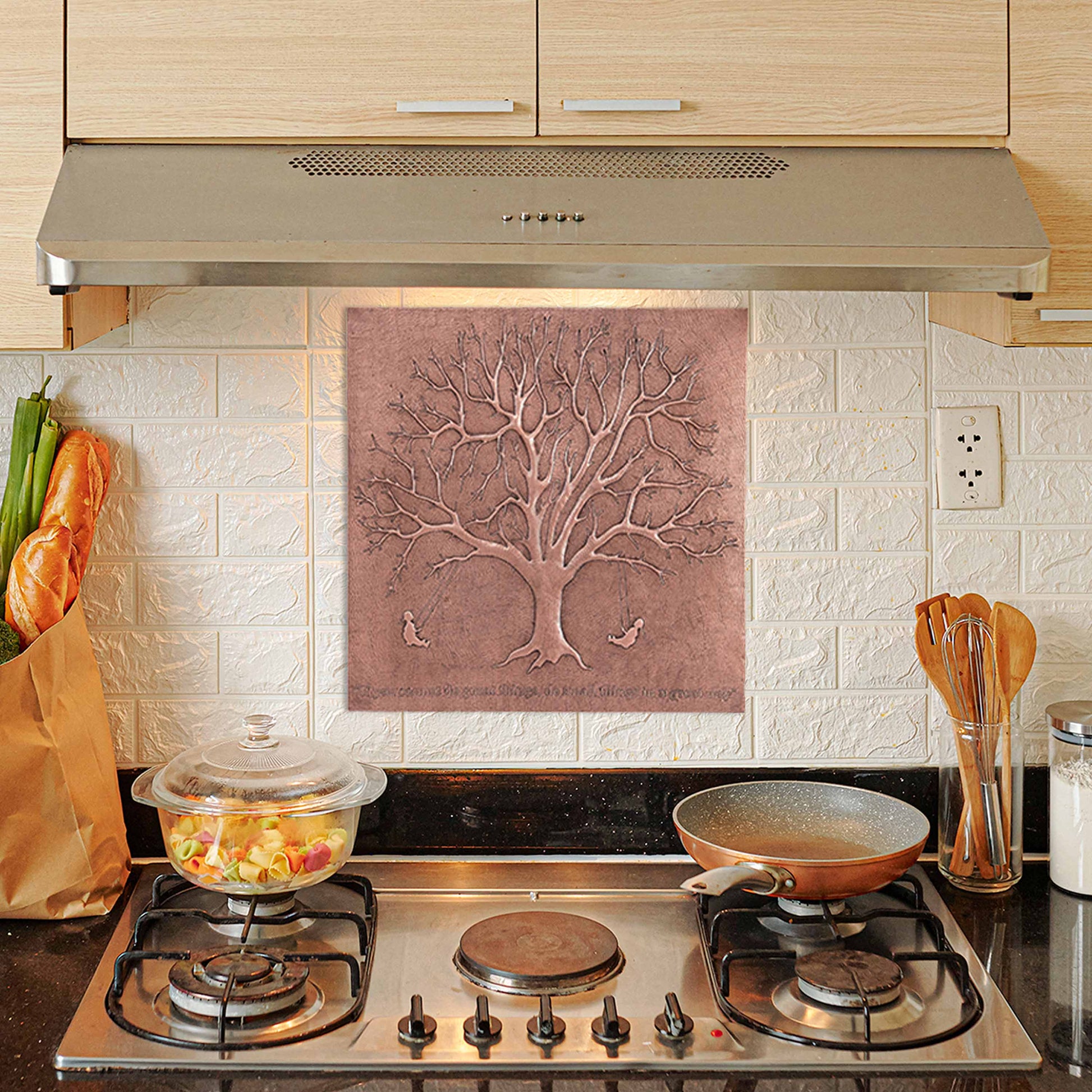 Copper Tree Scene Kitchen Backsplash Tile 35.4"x35.5" - Natuross