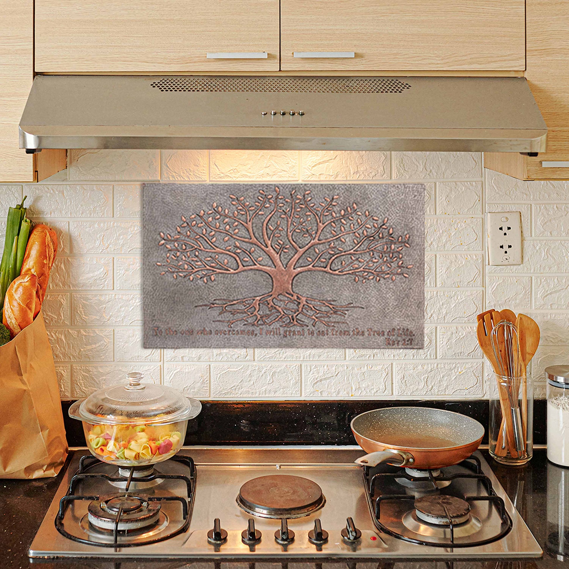 Copper Tree with Roots Handmade Art Tile 17.7"x29.9" Gray&Copper - Natuross