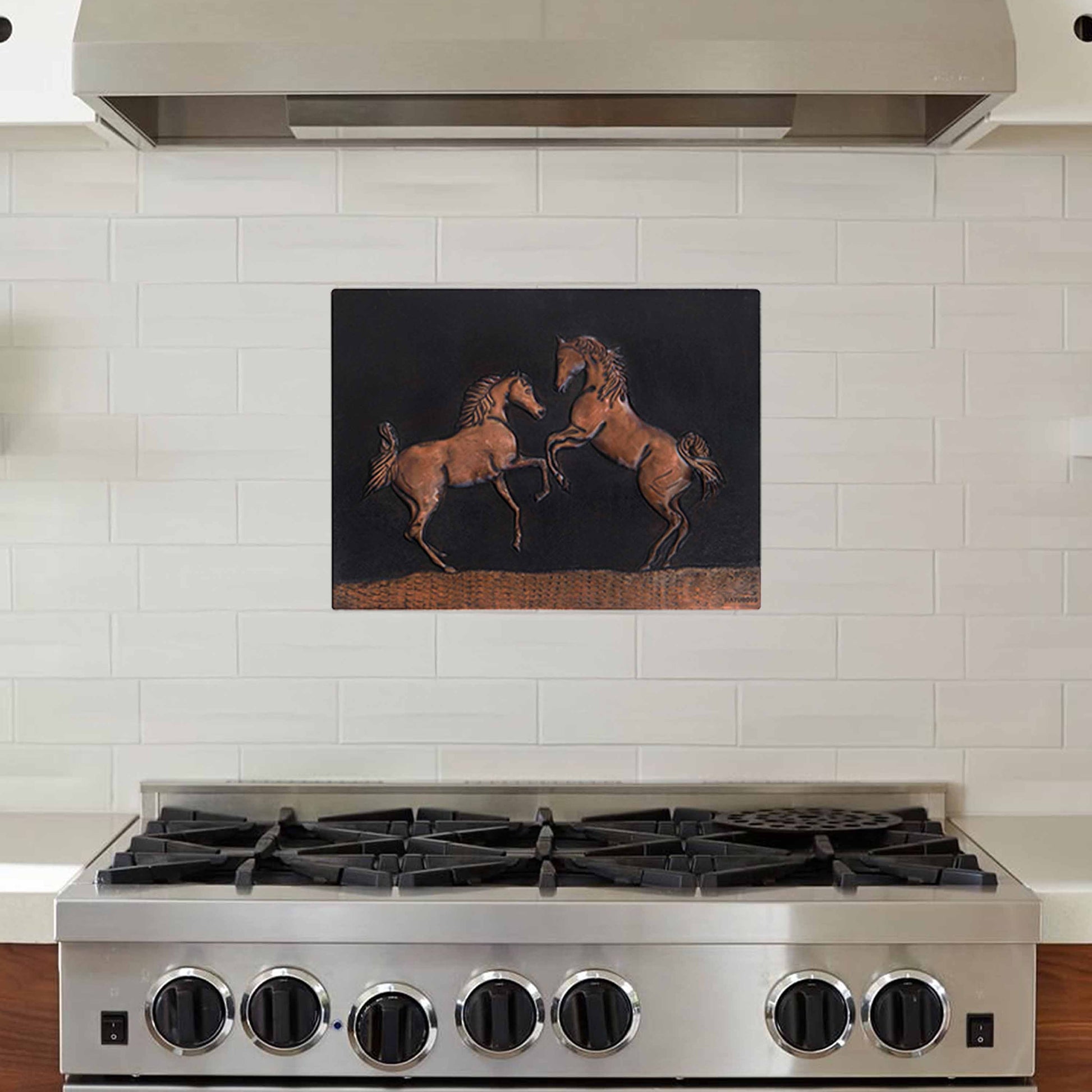 Rearing Horses Copper Wall Art 11.8x15.7" Black - Natuross