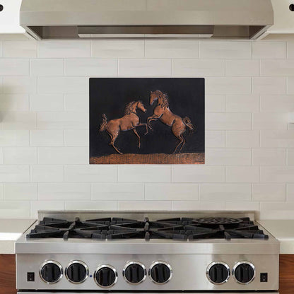 Rearing Horses Copper Wall Art 11.8x15.7" Black - Natuross