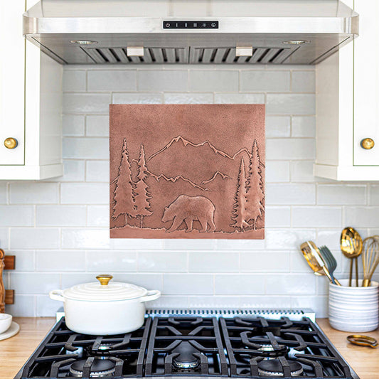 Copper Bear Scene Kitchen Backsplash 30.9"x36.5" - Natuross