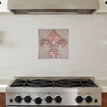 Fleur de Lys Copper Wall Art 11.8"x11.8" Gray&Copper - Natuross