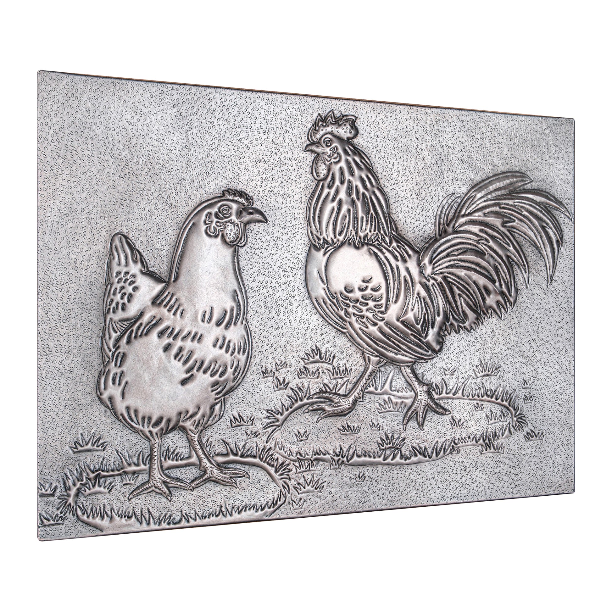 Farmhouse Kitchen Backsplash Tile - Copper Rooster & Chicken - Gray - Natuross