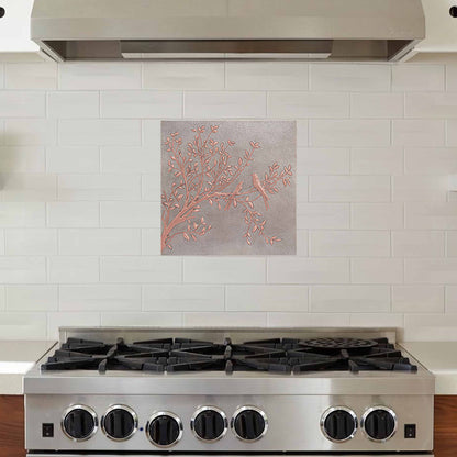 Copper Birds on a Branch Kitchen Backsplash 20"x20" Gray&Copper - Natuross