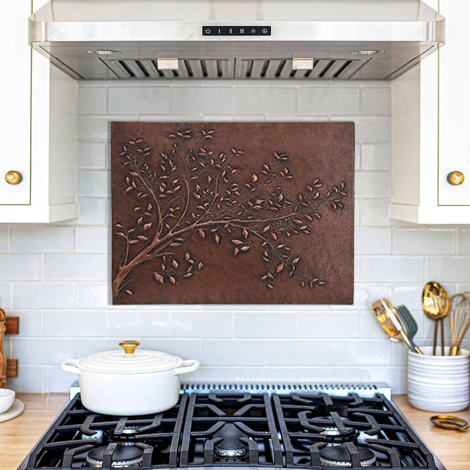 Copper Tree Branches Handmade Art Tile 23.7"x31.1" Brown - Natuross