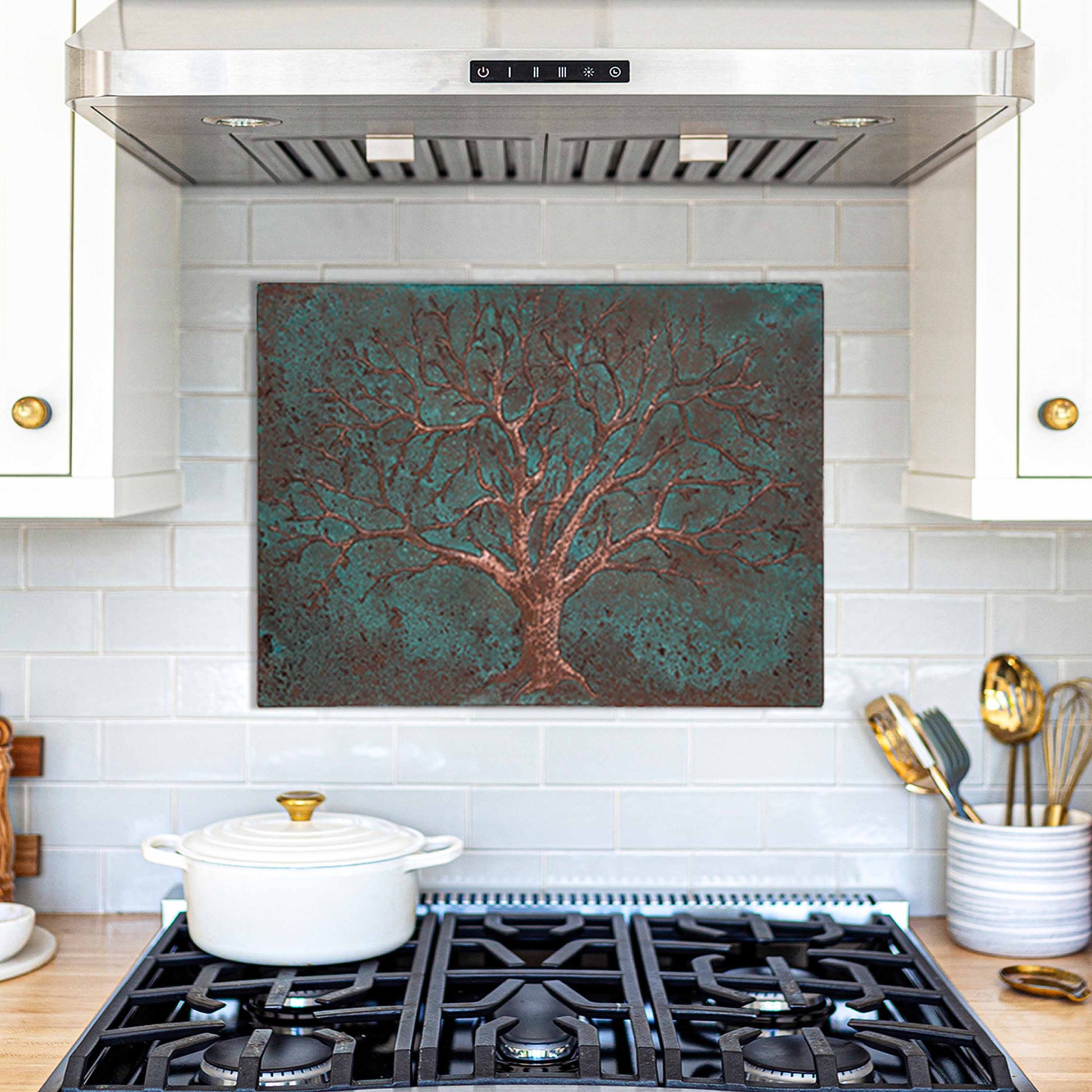 Copper Tree Handmade Art Tile 17.7"x23.6" Green - Natuross