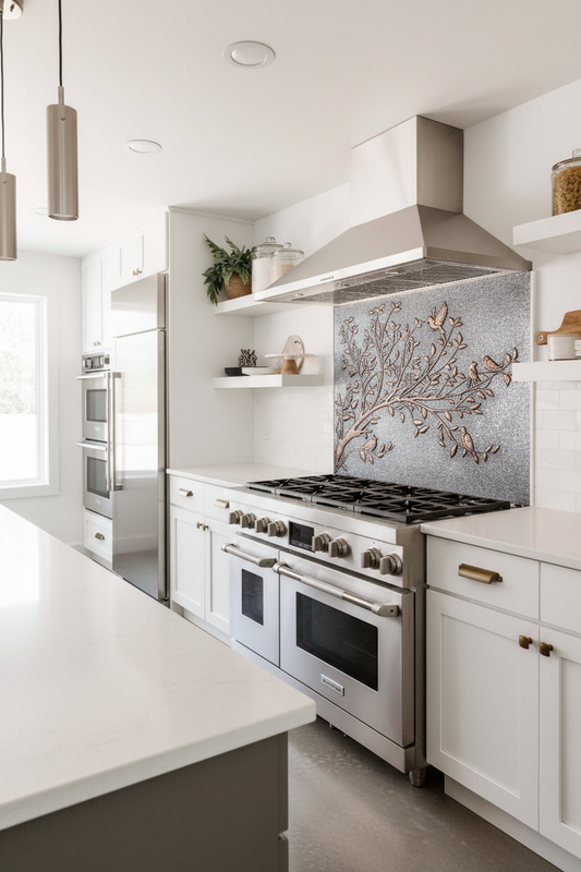 Kitchen Splashback Birds on Tree Branches - modern kitchen
