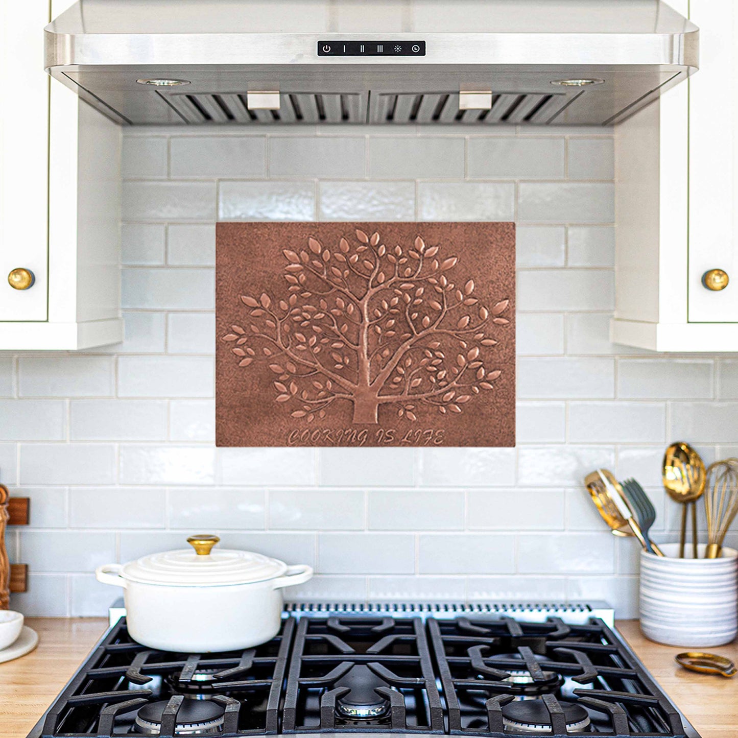 Copper Tree with Leaves Kitchen Backsplash 23.6"x31.6" - Natuross