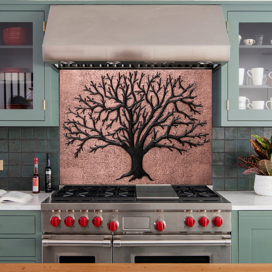 Eternal Tree Copper Backsplash in Copper & Black Patina - Natuross