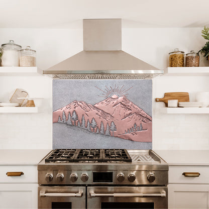 Rising Sun Behind the Mountain Copper Backsplash Tile