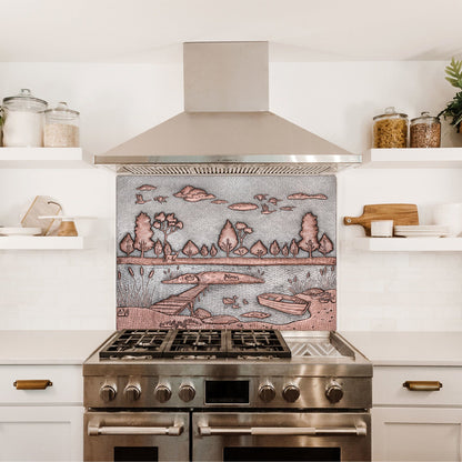 Lake Scene Copper Kitchen Backsplash Tile