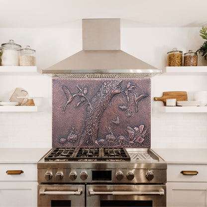 Copper Kitchen Backsplash( Hummingbirds and Nature Scene, Brown Patina)Copper Kitchen Backsplash( Hummingbirds and Nature Scene, Brown Patina)