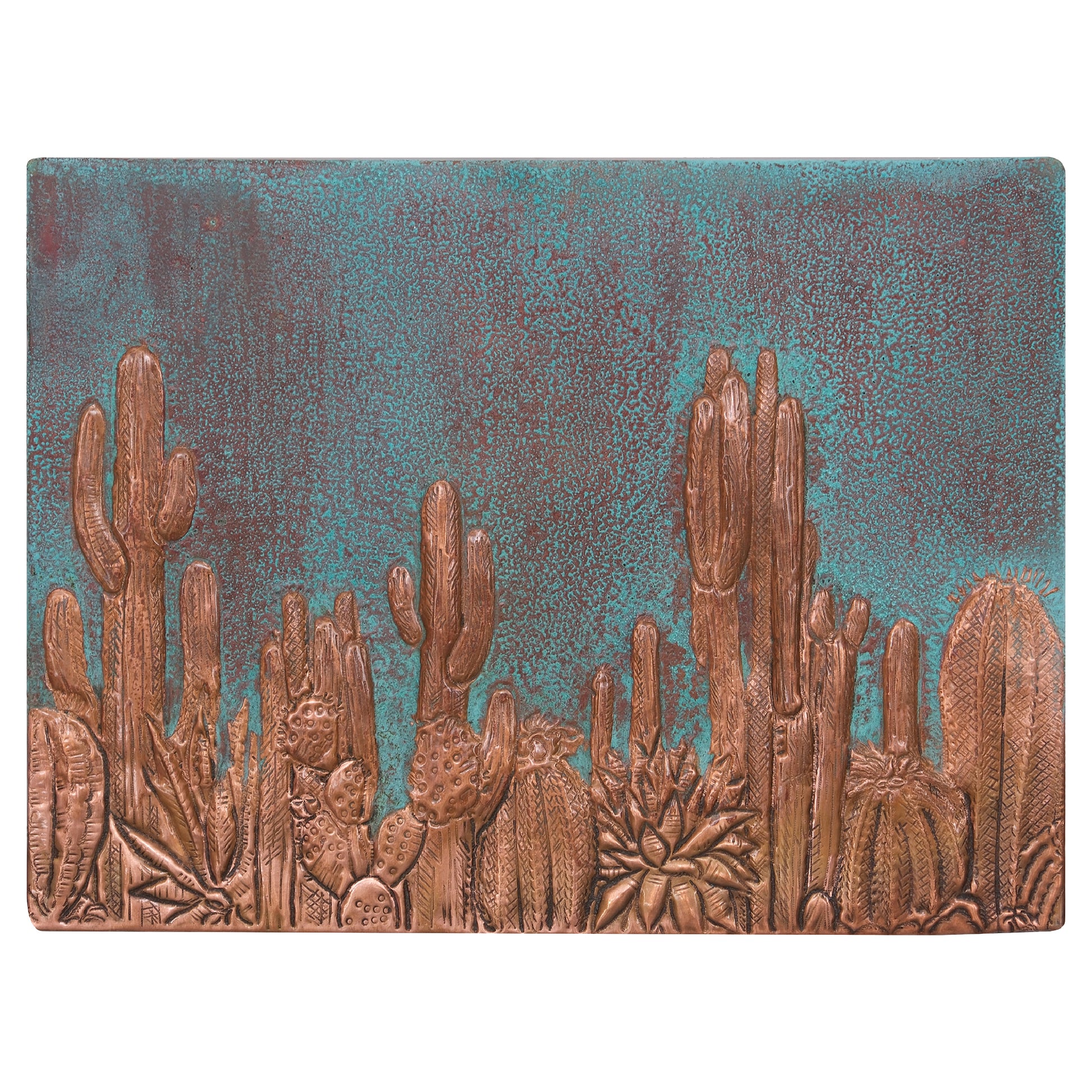 Copper Green Backsplash Cactuses
