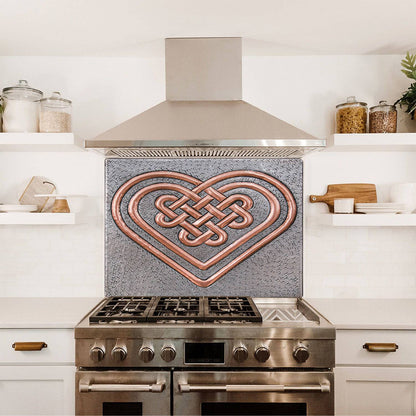 Copper Backsplash Panel (Celtic Heart Love Knot, Silver&Copper Color)