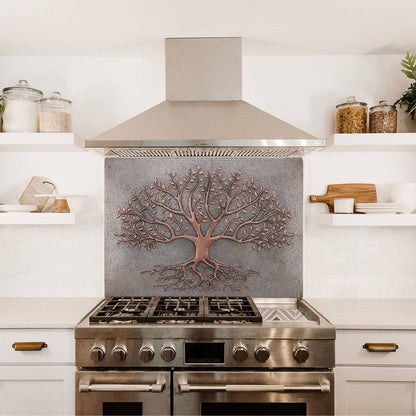 Copper Backsplash (Tree with Roots, Personalized, Silver&Copper Color)