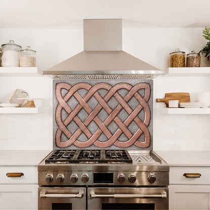 Copper Backsplash Panel (Celtic Sailors Knot, Silver&Copper Color)