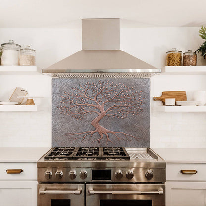 Copper Backsplash (Tree with Roots, Silver&Copper Color)