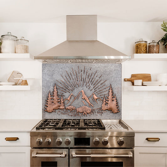 Copper Backsplash (Rising Sun Behind the Buffaloes, Silver&Copper Color)