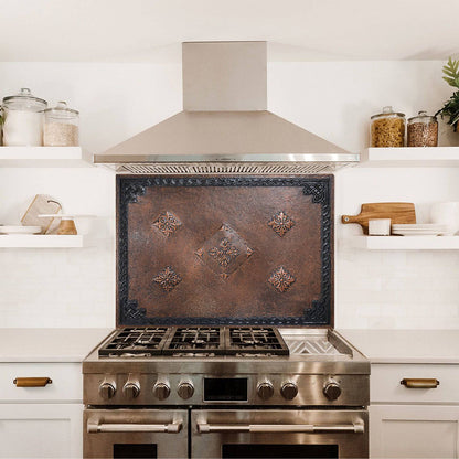 Copper Victorian Backsplash Panel (Diamonds with Celtic Border, Brown Patina)