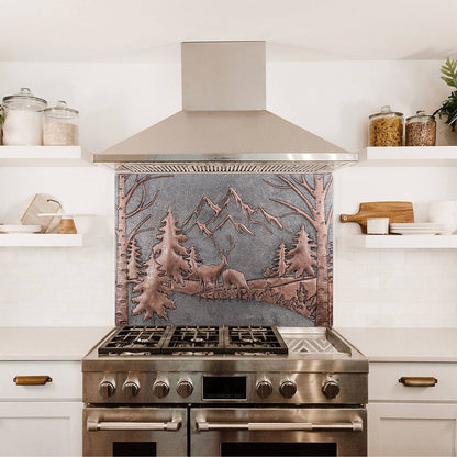 Rustic Elegance Copper Backsplash - Gray Wilderness Vista