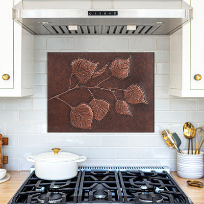 Aspen Leaves Copper Kitchen Backsplash 17.9"x24" Brown - Natuross