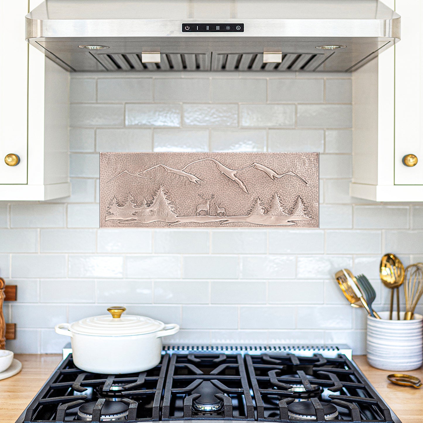 Deer Scene Copper Kitchen Backsplash Tile 10.4"x30.5" Gray - Natuross