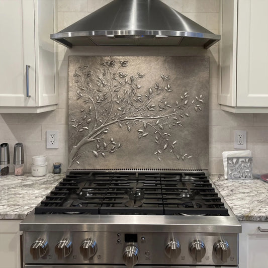 Kitchen Backsplash Tree Branches with Leaves