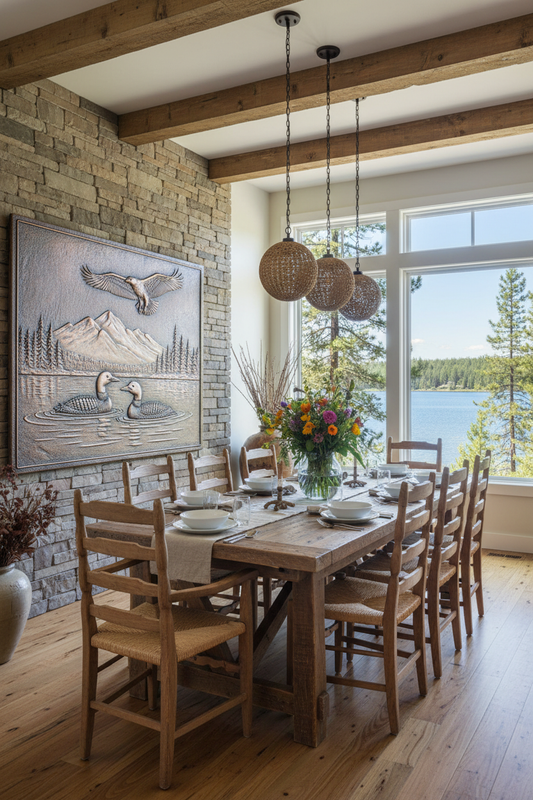 Lake Scene Wall Art - 36x48 inch in lakehouse dining room