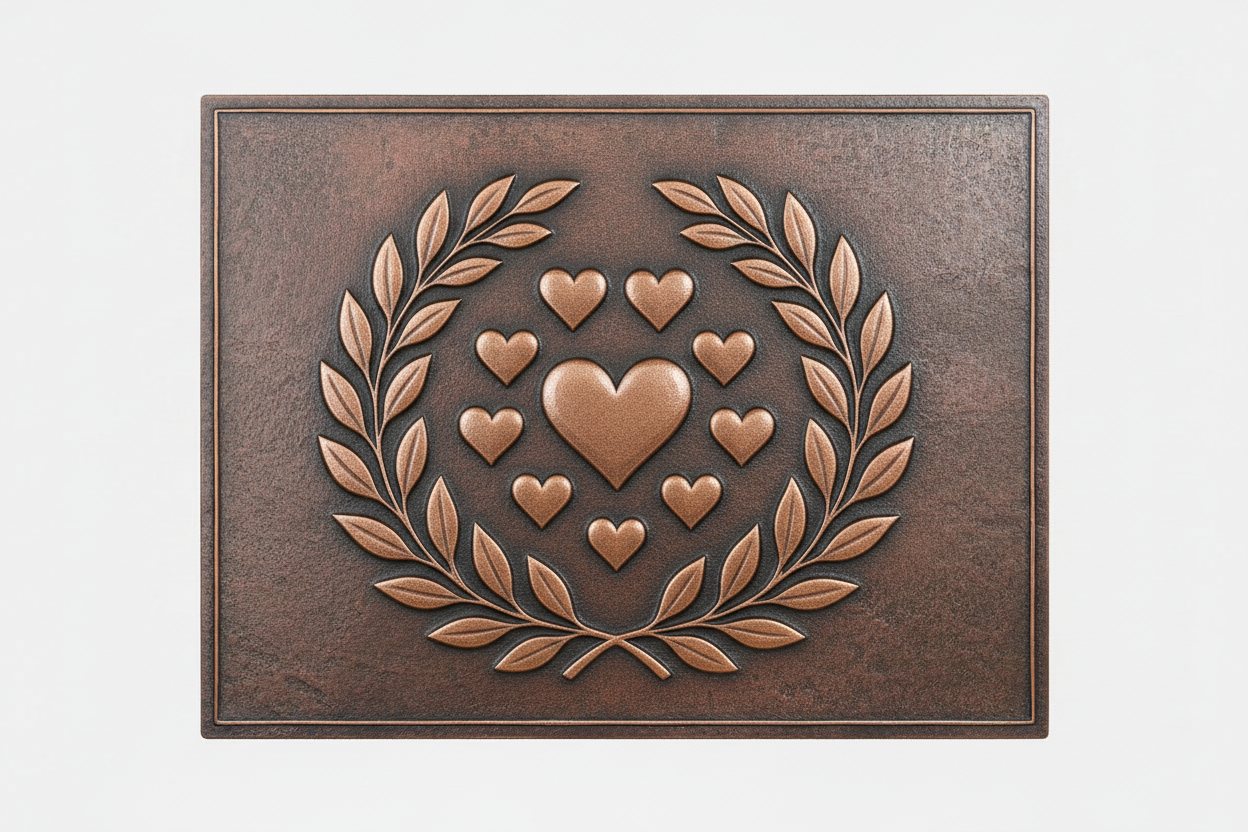 Laurel Heart brown patina panel