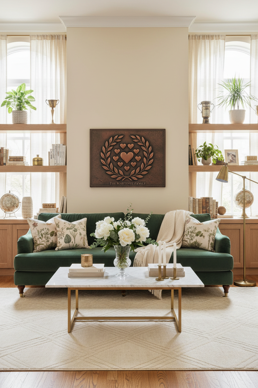 Laurel Heart - living room statement wall elegant