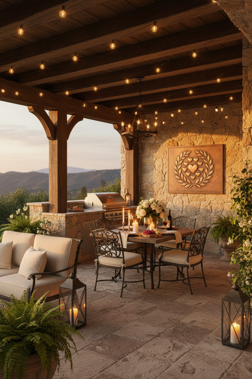 Laurel Heart - outdoor wall romantic patio