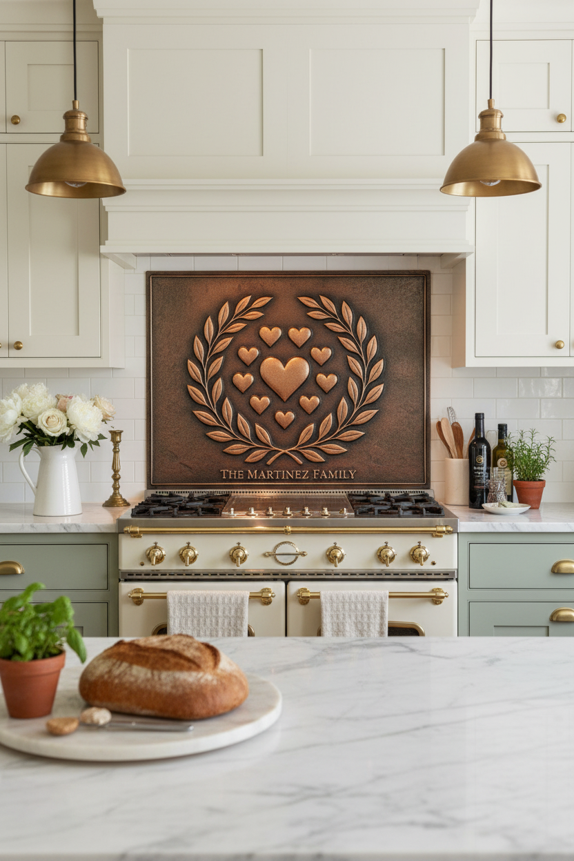 Laurel Heart - over stove front very close romantic kitchen