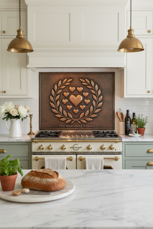 Laurel Heart - over stove front very close romantic kitchen