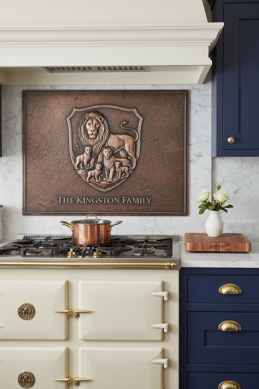 Lion Family Crest - traditional English kitchen