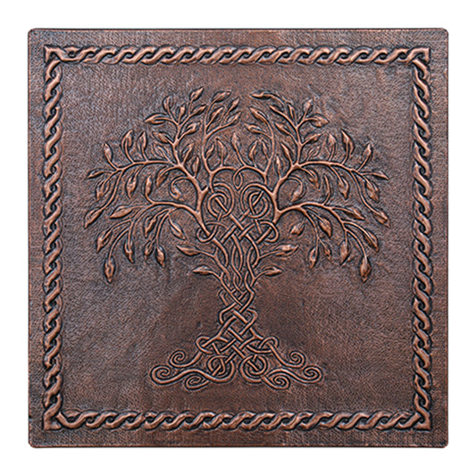 Tree of Life with Celtic Border Brown Copper Backsplash - Rustic Wall Panel - Natuross