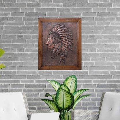 Copper Native American Framed Wall Art 25.2x21" Brown Patina - Natuross