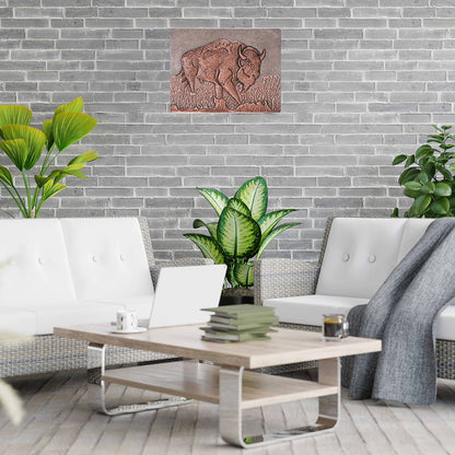 Buffalo Copper Wall Art 11.8x15.7" Gray&Copper - Natuross